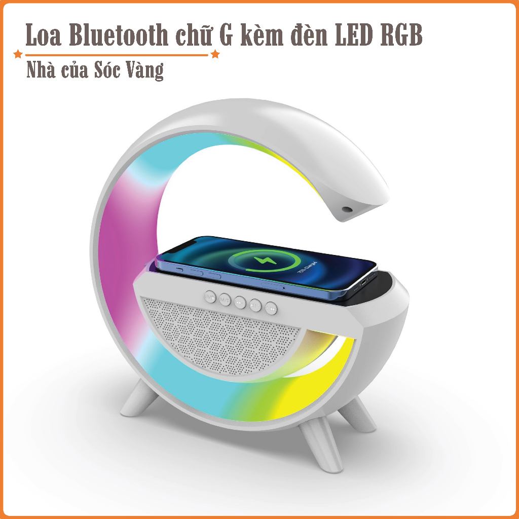 Loa bluetooth chữ G tích hợp đèn led RGB và sạc không dây - Loa không dây nghe nhạc hay âm thanh chuẩn