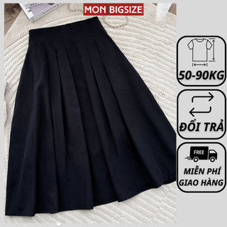 Chân váy bigsize nữ đi chơi sang chảnh kiểu xếp ly chất linen MON big size 50 - 90kg