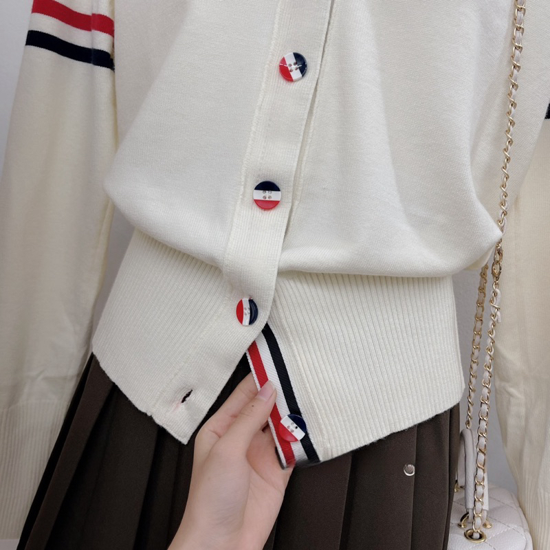 Áo Khoác Cardigan thome browne Chất Len Xám Sọc Viền Đỏ, áo khoác chất liệu len tăm siêu dầy dặn siêu cháy T25