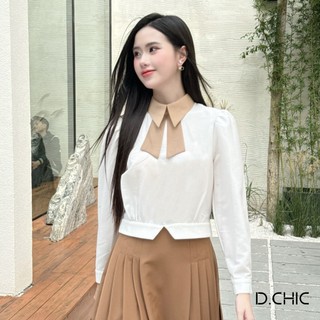 D.chic áo sơ mi dài tay dáng ngắn cổ nơ ms: 1812364