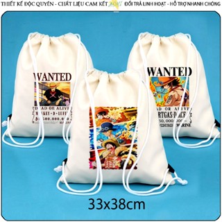 BALO MINI One Piece Zoro Luffy ACE usoop sabo AOMIVN DÂY RÚT ĐEO VAI 33x38cm NHỎ XINH UNISEX CHẤT CANVAS CUTE TIỆN ÍCH