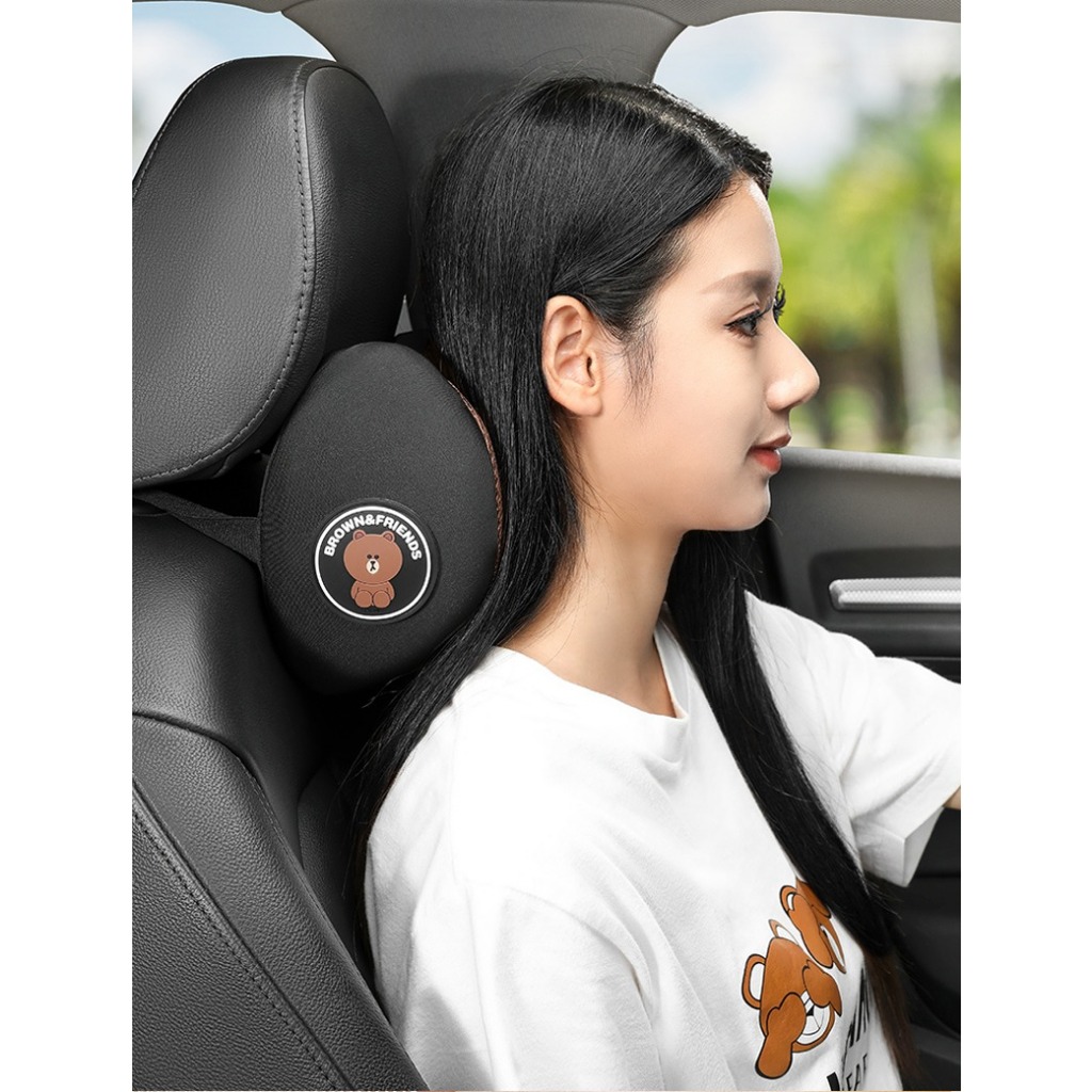 SET GỐI TỰA ĐẦU VÀ LƯNG HIỆU LINE FRIENDS  CAO SU NON CAO CẤP HÌNH GẤU BROWN LINE FRIENDS SIÊU ĐÁNG YÊU