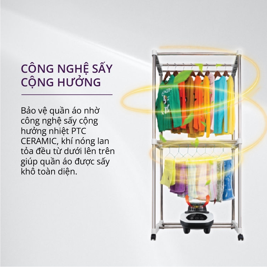 Tủ Sấy, Máy Sấy Quần Áo Di Động GUME Hàn Quốc Có Điều Khiển Từ Xa - Công suất 1800W - Bảo Hành 12 Tháng