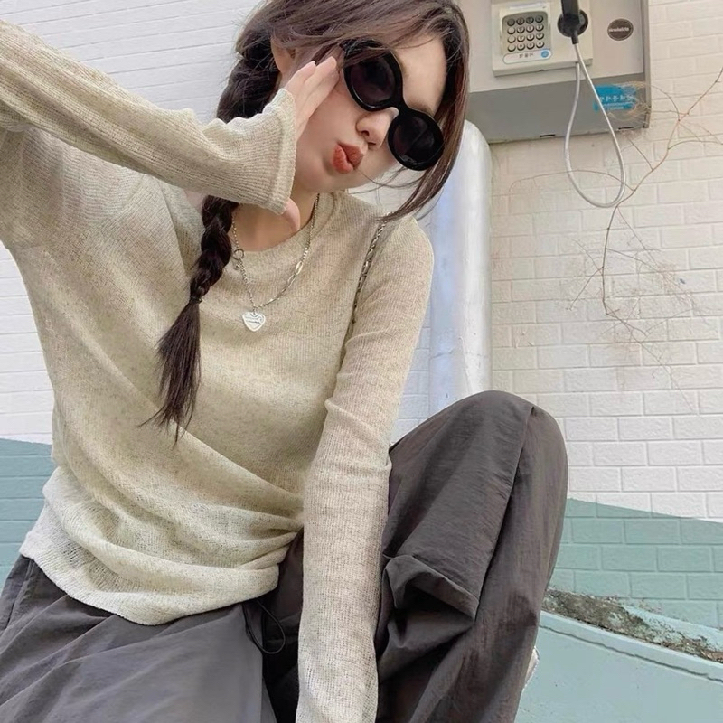 Áo Len Sweater Tay Dài Dệt Kim Mỏng