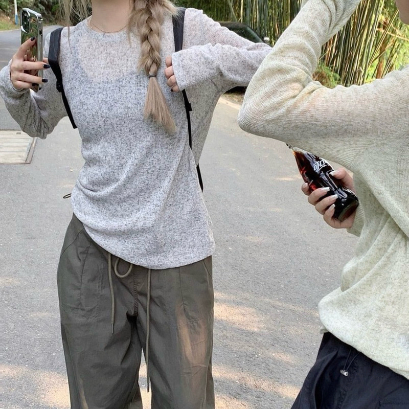 Áo Len Sweater Tay Dài Dệt Kim Mỏng