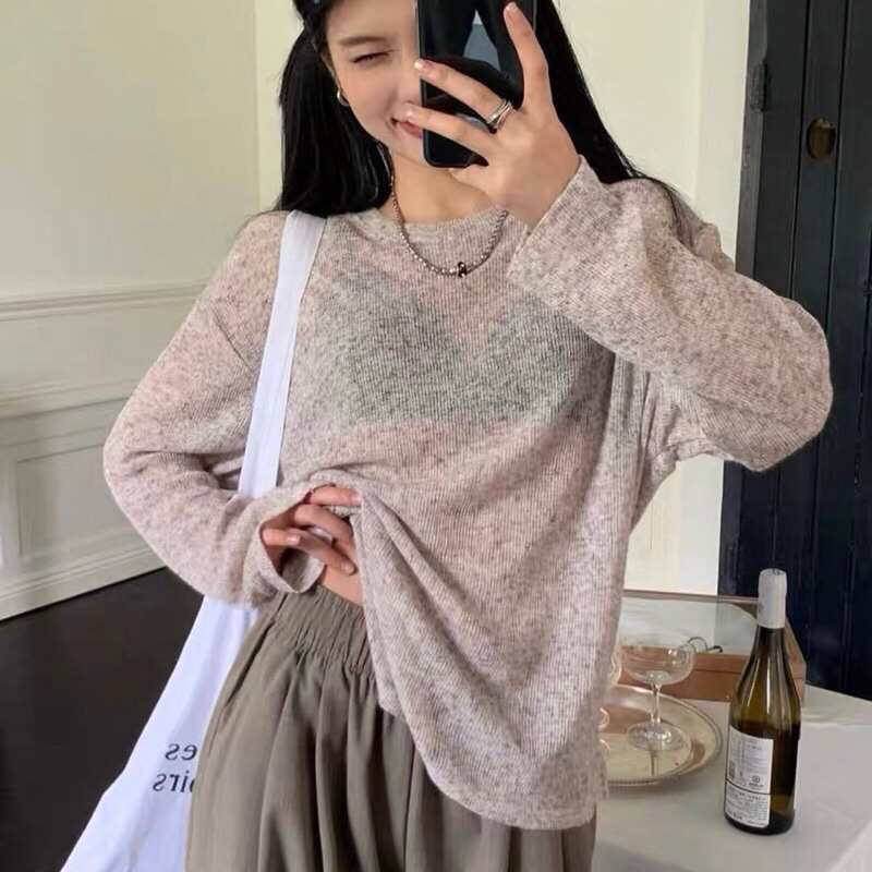 Áo Len Sweater Tay Dài Dệt Kim Mỏng