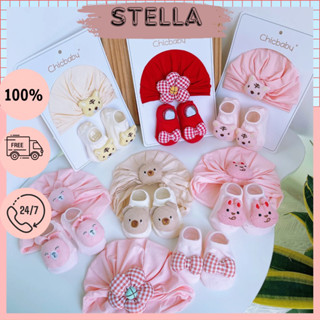 Set nón Turban và tất cho bé trai, bé gái, sơ sinh 4-10kg. Turban Chicbaby. Stella shop