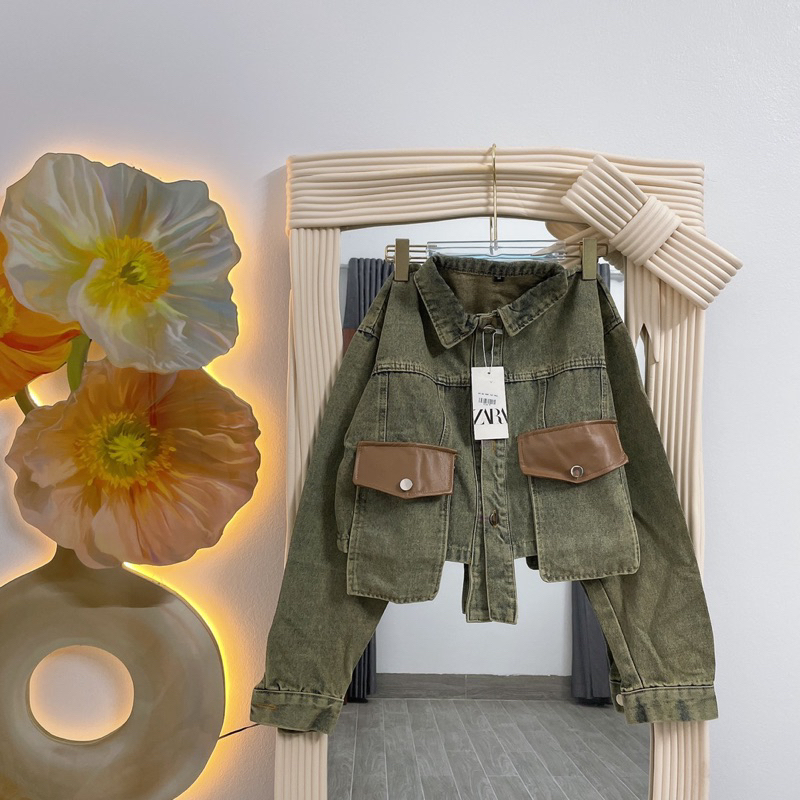 KHOÁC BÒ PHỐI TÚI DA CHẤT LỪ