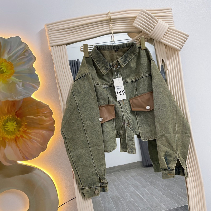 KHOÁC BÒ PHỐI TÚI DA CHẤT LỪ