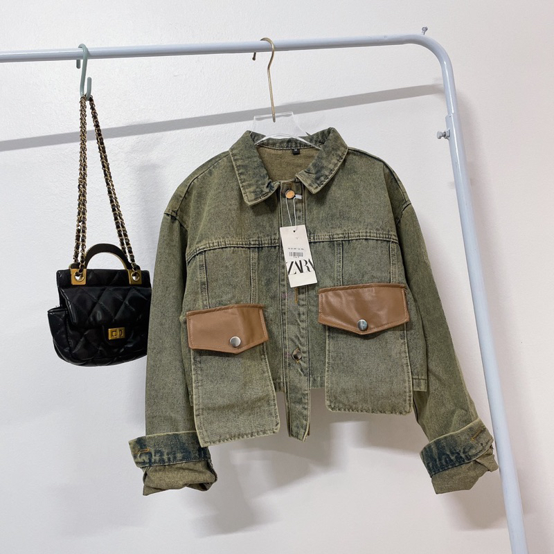 KHOÁC BÒ PHỐI TÚI DA CHẤT LỪ