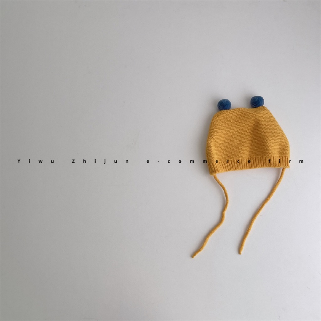 Mũ Len Dệt Kim Giữ Ấm Tai - Mũ Hình Tai Gấu Có Dây Buộc Cho Bé từ 3-36 Tháng