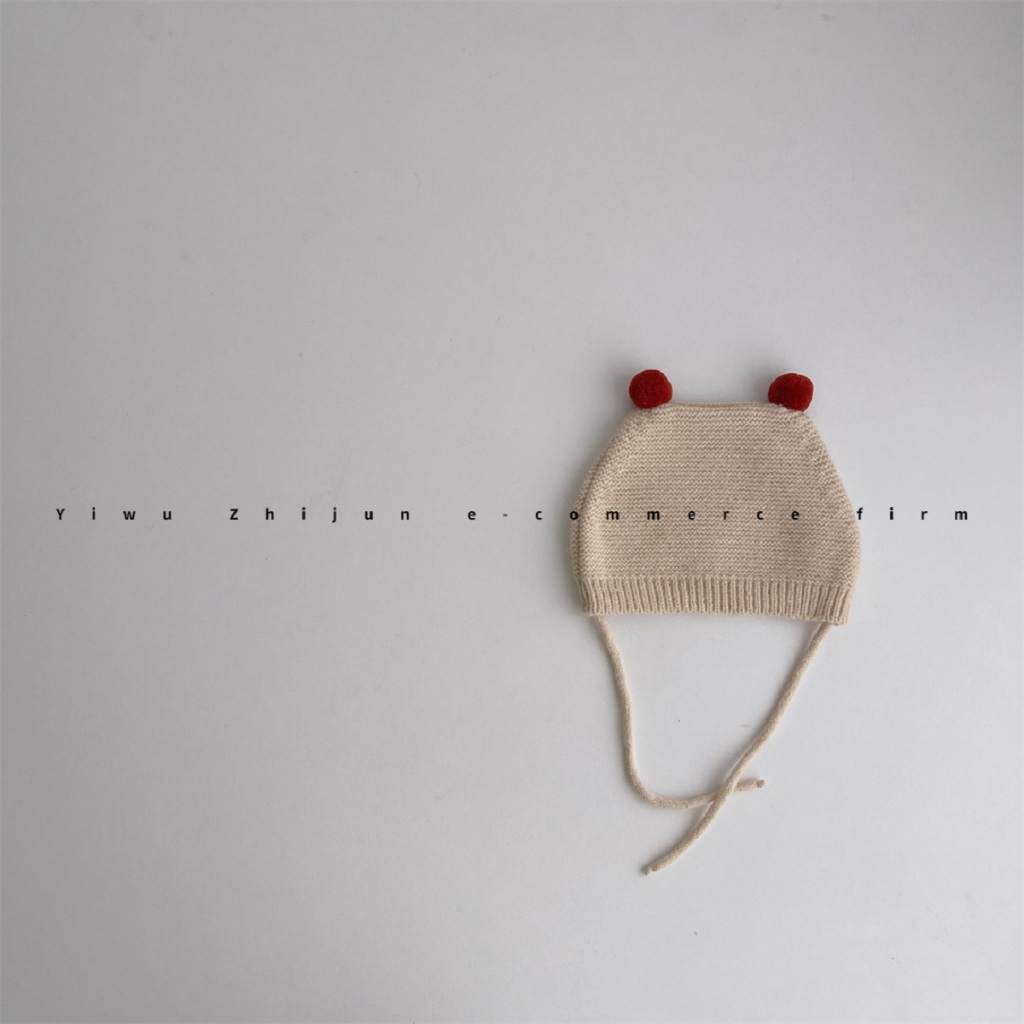 Mũ Len Dệt Kim Giữ Ấm Tai - Mũ Hình Tai Gấu Có Dây Buộc Cho Bé từ 3-36 Tháng