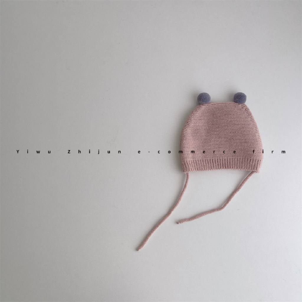 Mũ Len Dệt Kim Giữ Ấm Tai - Mũ Hình Tai Gấu Có Dây Buộc Cho Bé từ 3-36 Tháng