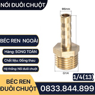 Béc Đuôi Chuột, Béc Ren Ngoài 13 Đuôi Chuột Nối Ống Mềm 6 8 10 12mm - Đồng Thau