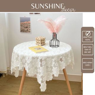 Khăn trải bàn/tab đầu giường thêu ren hoa phong cách Hàn Quốc-Poly-M3