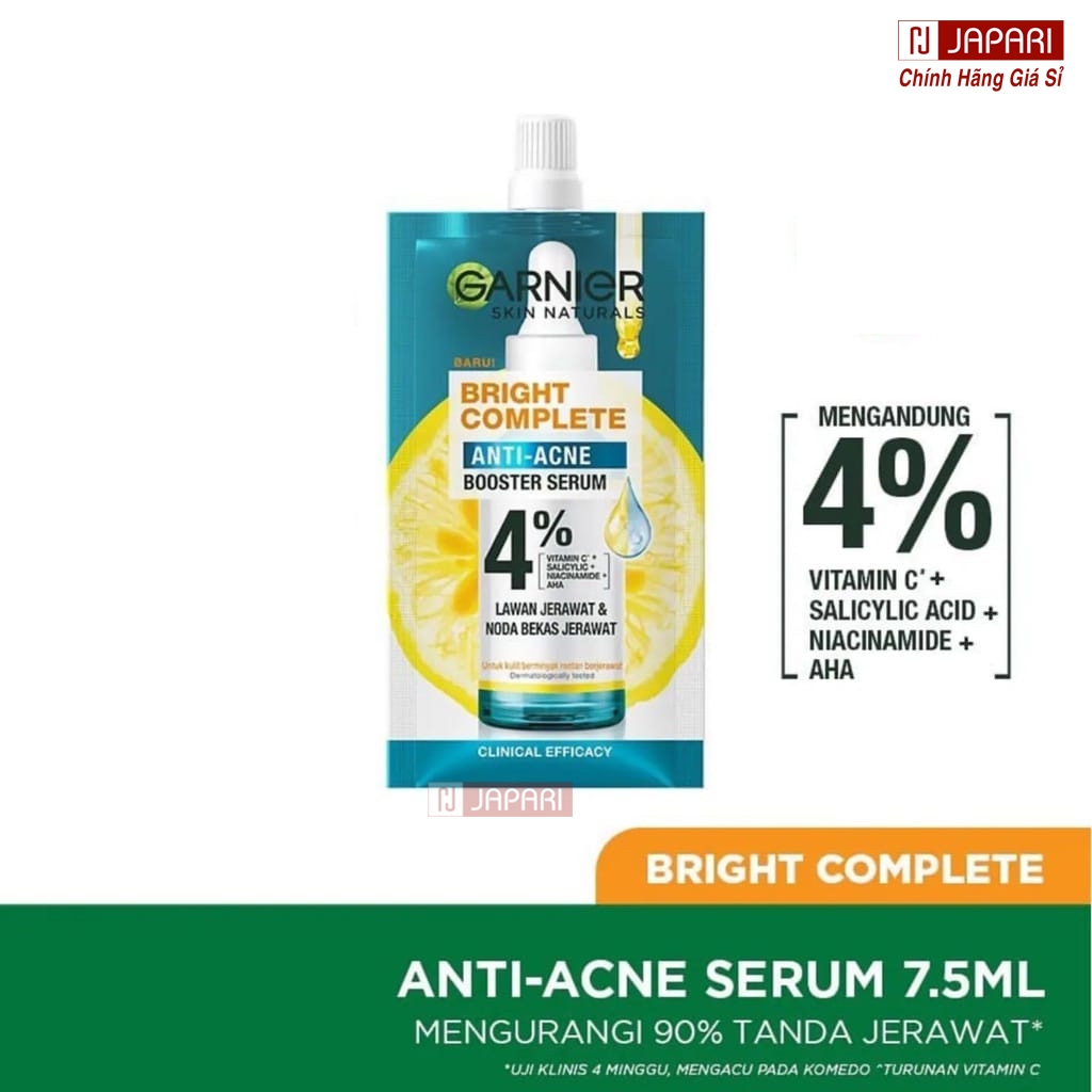 Serum Vitamin C Garnier CHÍNH HÃNG 7.5ml - Serum Màu Xanh Garnier, Tinh Chất Dưỡng Trắng, Giảm Mụn Mờ Thâm Japari