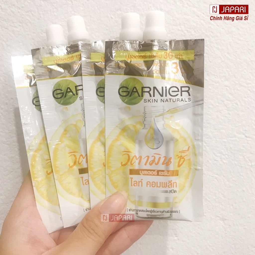 Serum Vitamin C Garnier CHÍNH HÃNG 7.5ml - Serum Màu Xanh Garnier, Tinh Chất Dưỡng Trắng, Giảm Mụn Mờ Thâm Japari