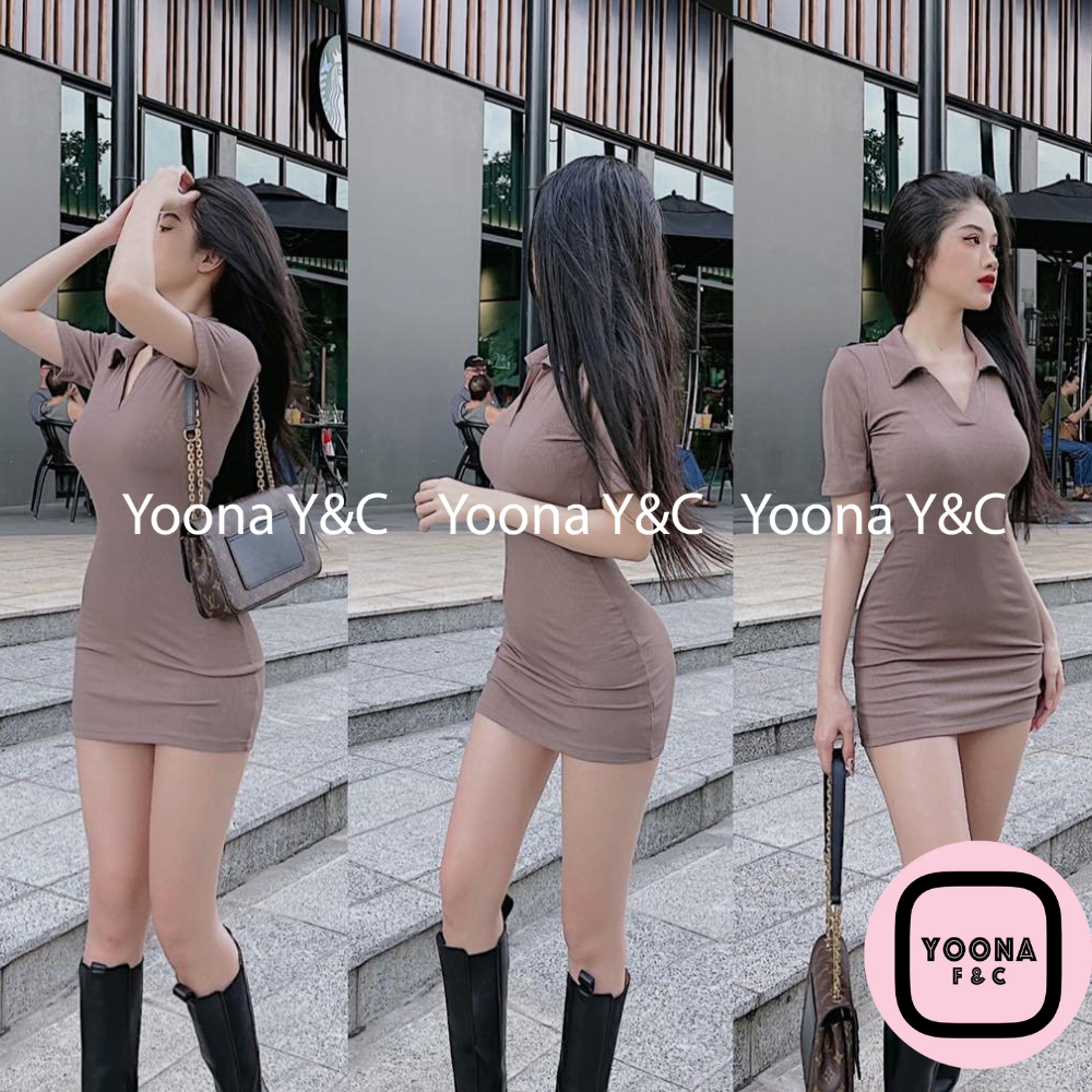 Đầm Basic Tay Ngắn Gân, Váy Body Basic Tôn Dáng Sang Chảnh Yoona 3321