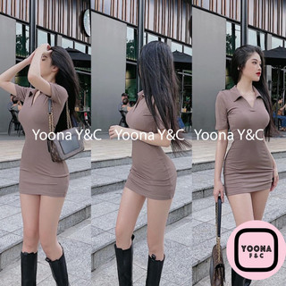 Đầm Basic Tay Ngắn Gân, Váy Body Basic Tôn Dáng Sang Chảnh Yoona 3321