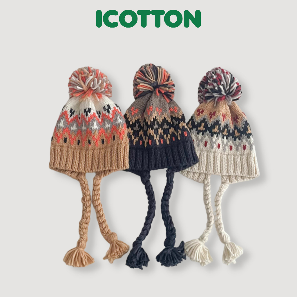 Mũ tai thỏ cho bé gái vải cotton mềm mịn