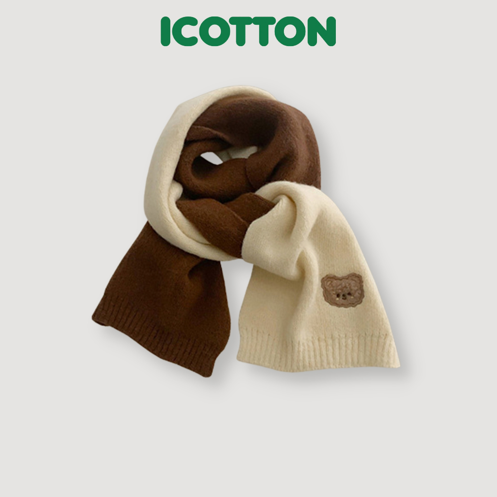 Khăn quàng cổ Icotton cho bé màu nâu