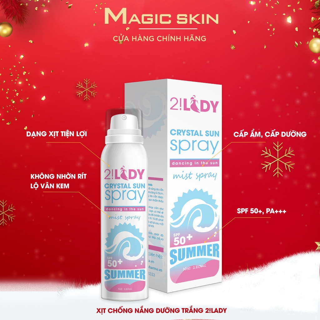 Xịt chống nắng dưỡng trắng 2Lady Magic Skin Crystal Sun Pray