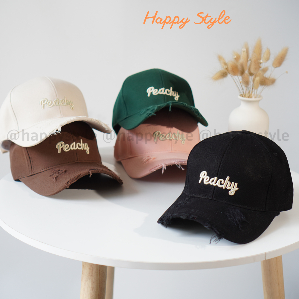 Mũ Lưỡi Trai Nón Kết Tua Rua Thêu Chữ Peachy Chất Kaki Cao Cấp Form Unisex Nam Nữ N180 - Happy Style