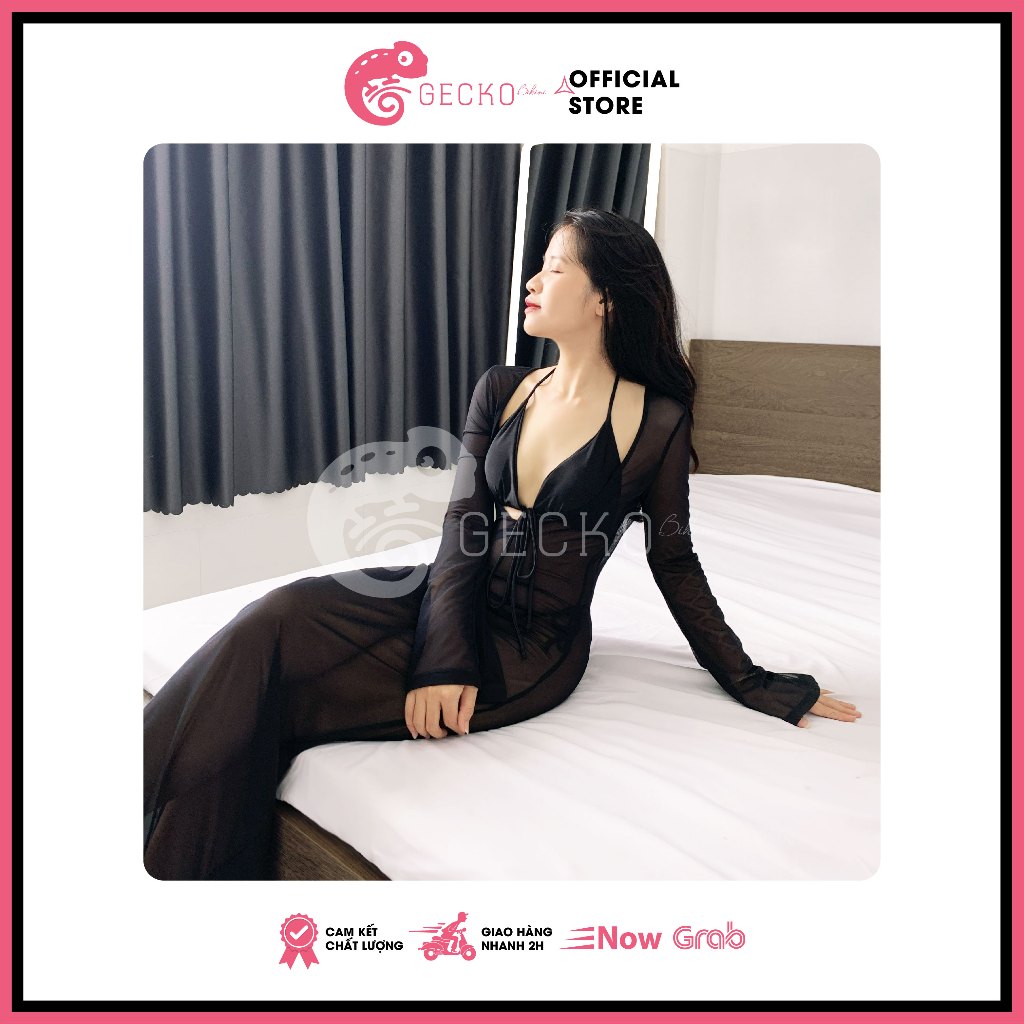 [HCM] Áo Lưới Body GECKO Dáng Dài Tay Loe Xuyên Thấu Mặc Ngoài Bikini 3PK12 (Ảnh Thật) | BigBuy360 - bigbuy360.vn