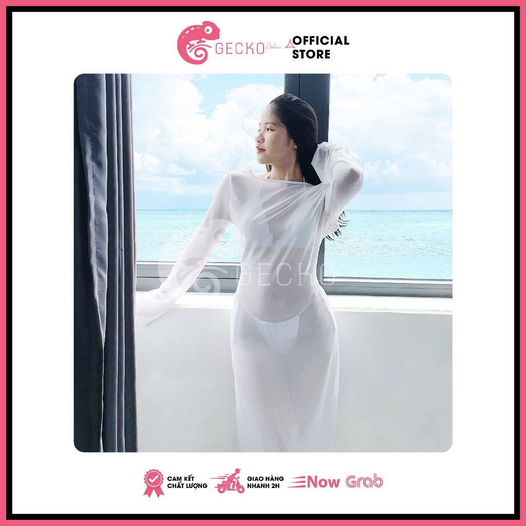 [HCM] Áo Lưới Body GECKO Dáng Dài Tay Loe Xuyên Thấu Mặc Ngoài Bikini 3PK12 (Ảnh Thật) | BigBuy360 - bigbuy360.vn