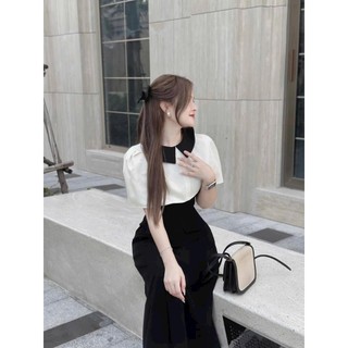 Đầm Váy Thời Trang Nữ Thiết Kế Váy 2S Phối Áo Gỉa Choàng Cổ Bẻ Đắp Túi Dáng Váy Midi Xòe Nhẹ Siêu Xinh Xắn Sang Trọng
