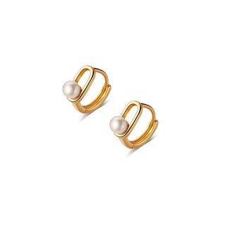 Khuyên tai bạc nữ TWINKLE TIME mẫu tròn bấm gắn ngọc trai nhân tạo trendy TT217