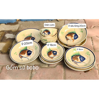 chén, tô, dĩa hàng gà, cá thường