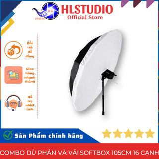 Combo dù phản và vải softbox 105cm 16 cạnh