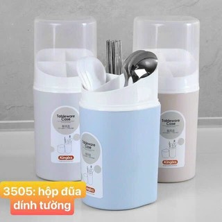 Ống cắm đũa 4 ngăn có nắp đậy dán tường 3505