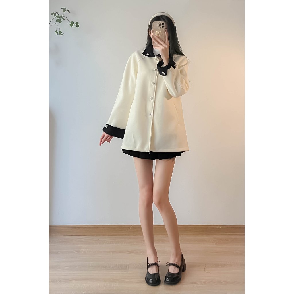 Áo khoác dạ dang dài  phong cách Hàn Quốc - Retrostyle- Aokhoacdatieuthu0157_P8K7