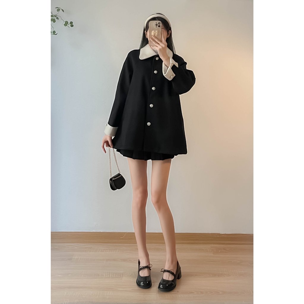 Áo khoác dạ dang dài  phong cách Hàn Quốc - Retrostyle- Aokhoacdatieuthu0157_P8K7