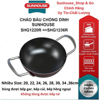 Chảo nhôm chống dính bầu sunhouse 2 quai shg1220r-shg1236r