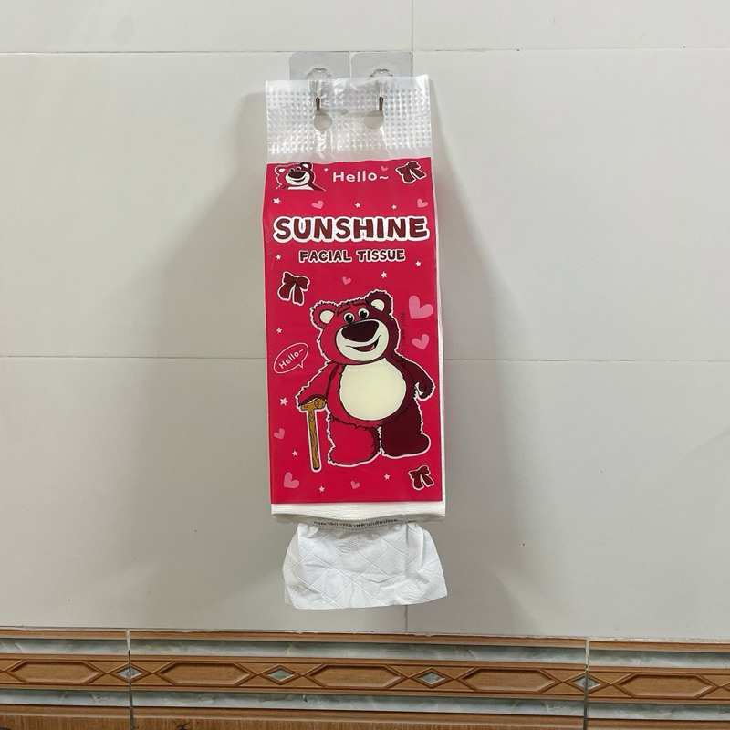 Thùng 4 Túi Giấy Rút Treo Tường GẤU DÂU LOTSO 1280 tờ nội địa trung, bịch giấy rút siêu dai