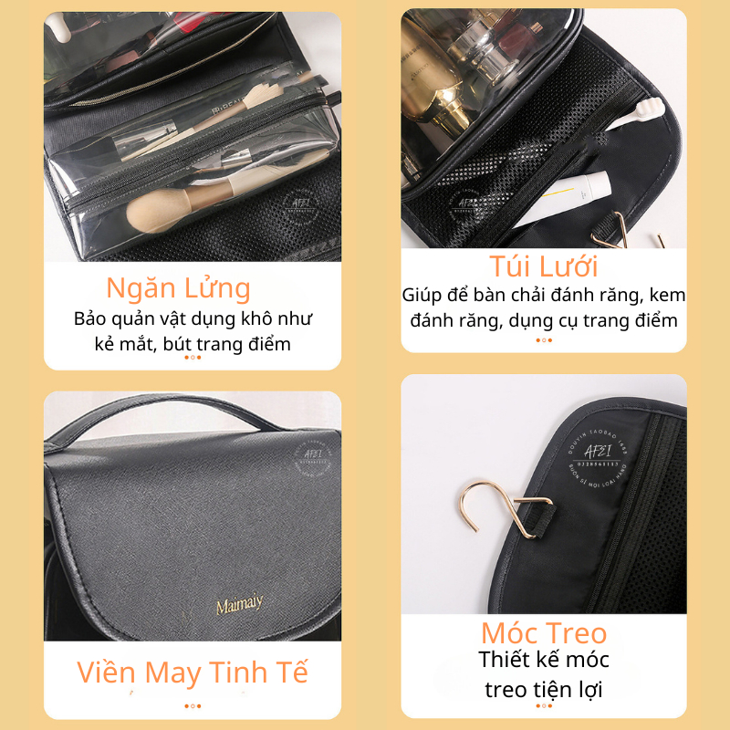 Túi Đựng Mỹ Phẩm Đồ Trang Điểm Du Lịch Trong Suốt Chống Thấm - Nhiều Ngăn Phân Loại Đồ Dùng Tiện Lợi - FL06