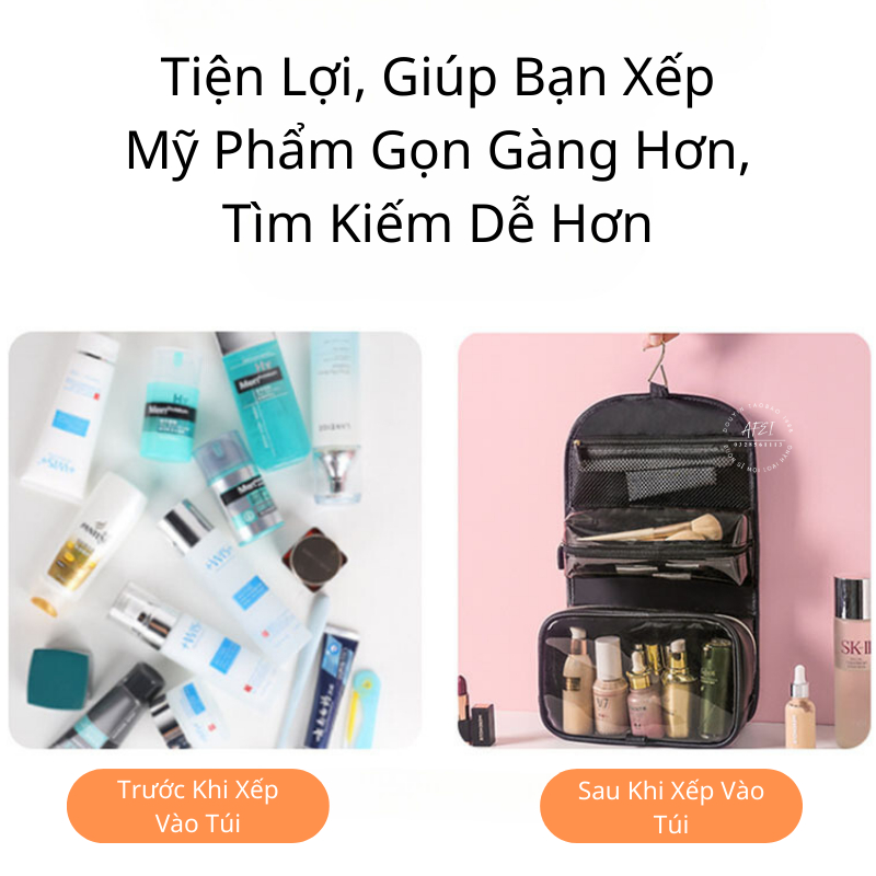 Túi Đựng Mỹ Phẩm Đồ Trang Điểm Du Lịch Trong Suốt Chống Thấm - Nhiều Ngăn Phân Loại Đồ Dùng Tiện Lợi - FL06