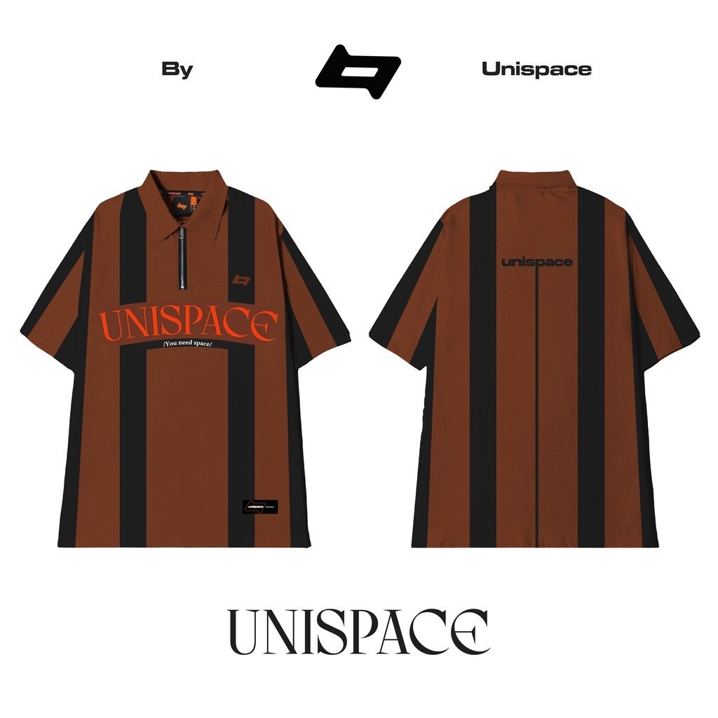 Áo polo local brand ByUnispace tay lỡ form rộng unisex nam nữ Line Space