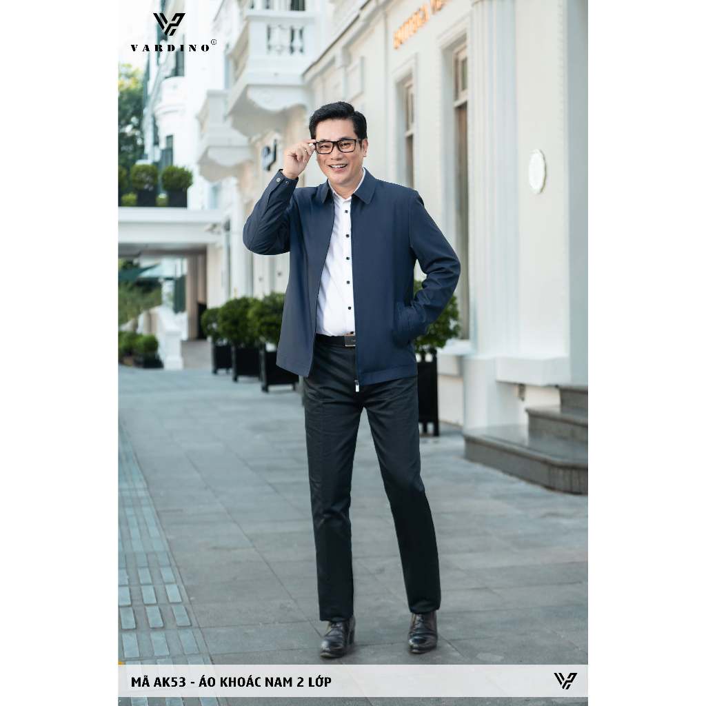 Áo khoác nam trung niên VARDINO cho bố 2 lớp vải nhẹ cao cấp có 2 túi trong, dáng suông và séc chống kẹt AK53,ak02,ak60
