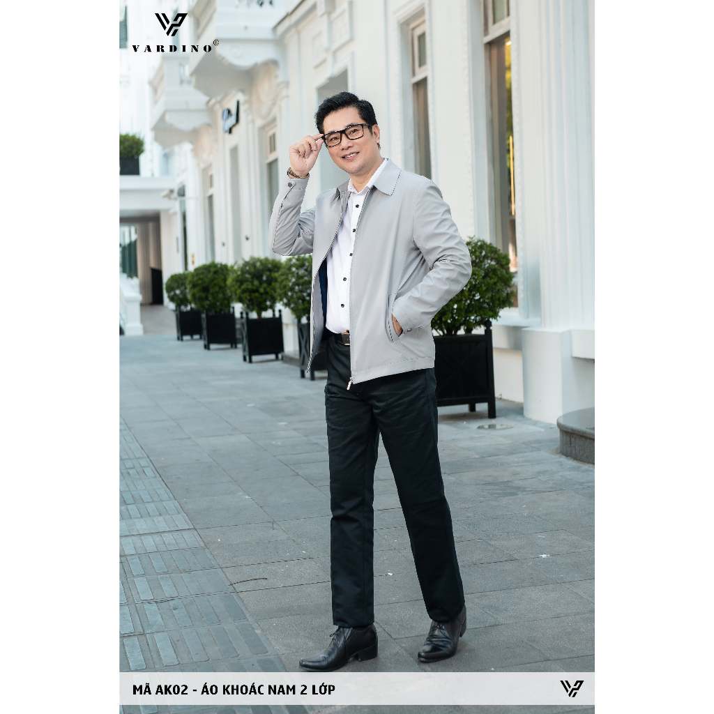 Áo khoác nam trung niên VARDINO cho bố 2 lớp vải nhẹ cao cấp có 2 túi trong, dáng suông và séc chống kẹt AK53,ak02,ak60