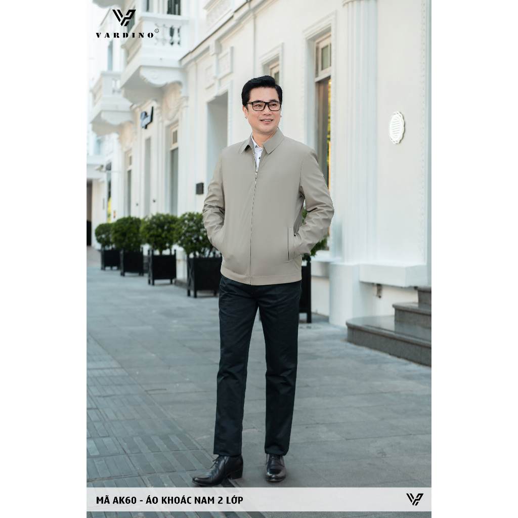 Áo khoác nam trung niên VARDINO cho bố 2 lớp vải nhẹ cao cấp có 2 túi trong, dáng suông và séc chống kẹt AK53,ak02,ak60