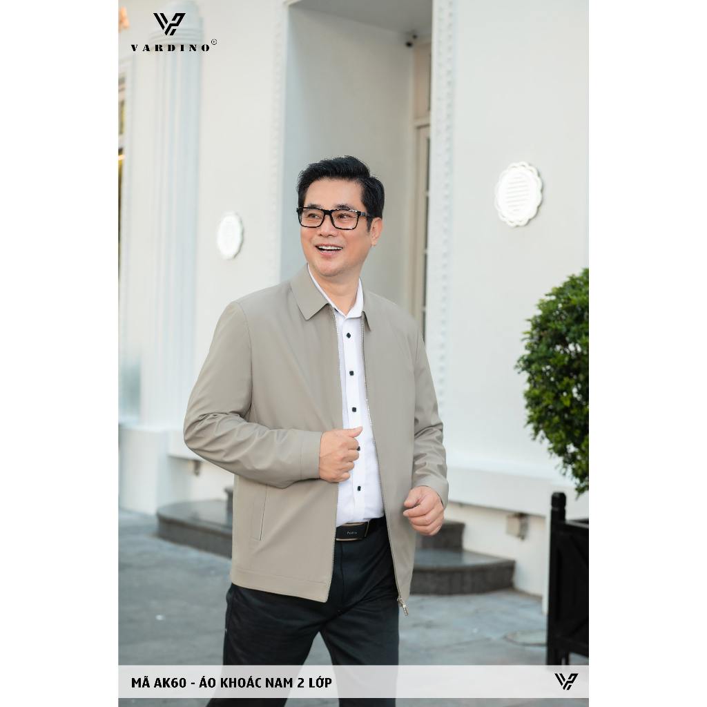 Áo khoác nam trung niên VARDINO cho bố 2 lớp vải nhẹ cao cấp có 2 túi trong, dáng suông và séc chống kẹt AK53,ak02,ak60