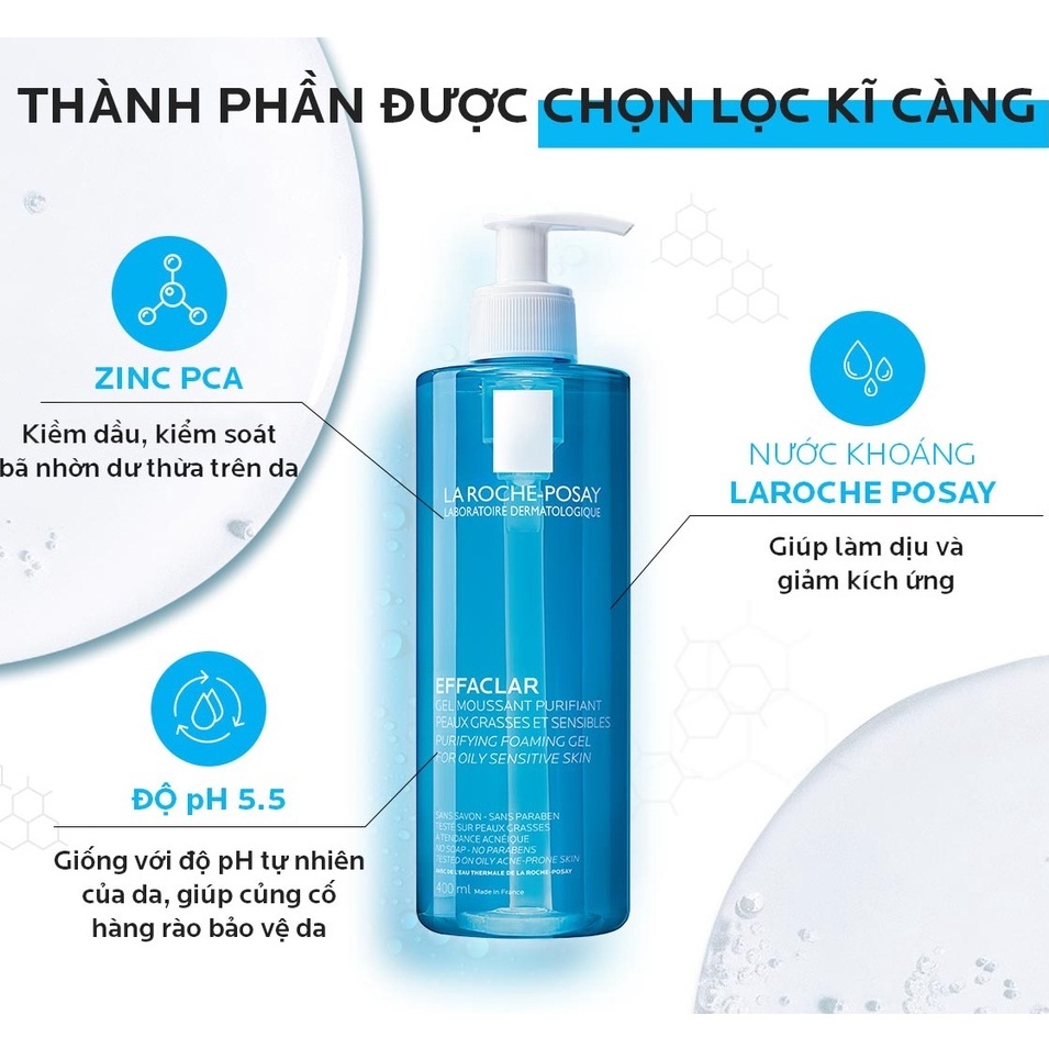 La Roche Posay Sữa Rửa Mặt Dành Cho Da Dầu Mụn 400ml