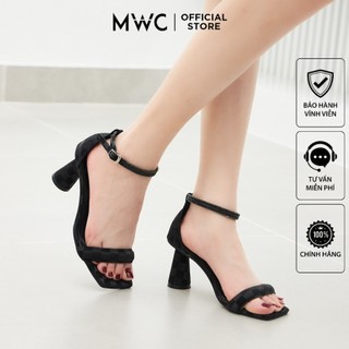 Giày nữ mwc - 4354 giày sandal cao gót 7p quai ngang mũi vuông gót trụ phối quai hậu thời trang