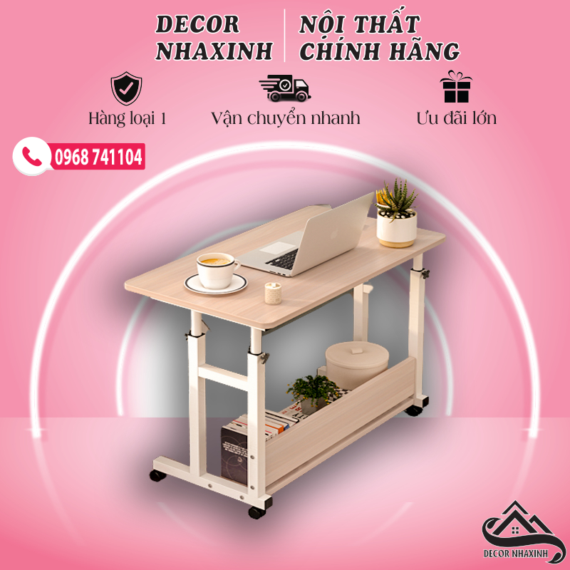Bàn Học Thông Minh Nâng Hạ, Đa Năng, Chân Sắt Tĩnh Điện Có Bánh Xe, Bàn Laptop Mini Lắp Ráp Di Chuyển Dễ Dàng
