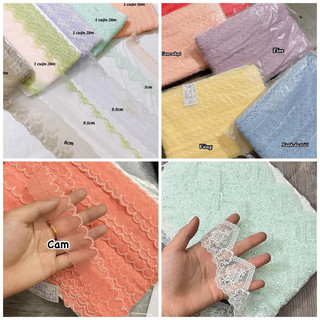 Vải lưới thêu cuộn viền dùng trang trí váy áo