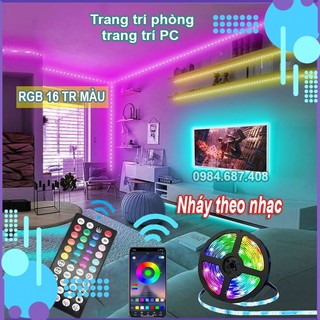 Bộ đèn LED RGB 10m 5m nháy theo nhạc chip led siêu sáng 5050 dây dán đổi 7 màu có phủ silicon bên ngoài chống nước